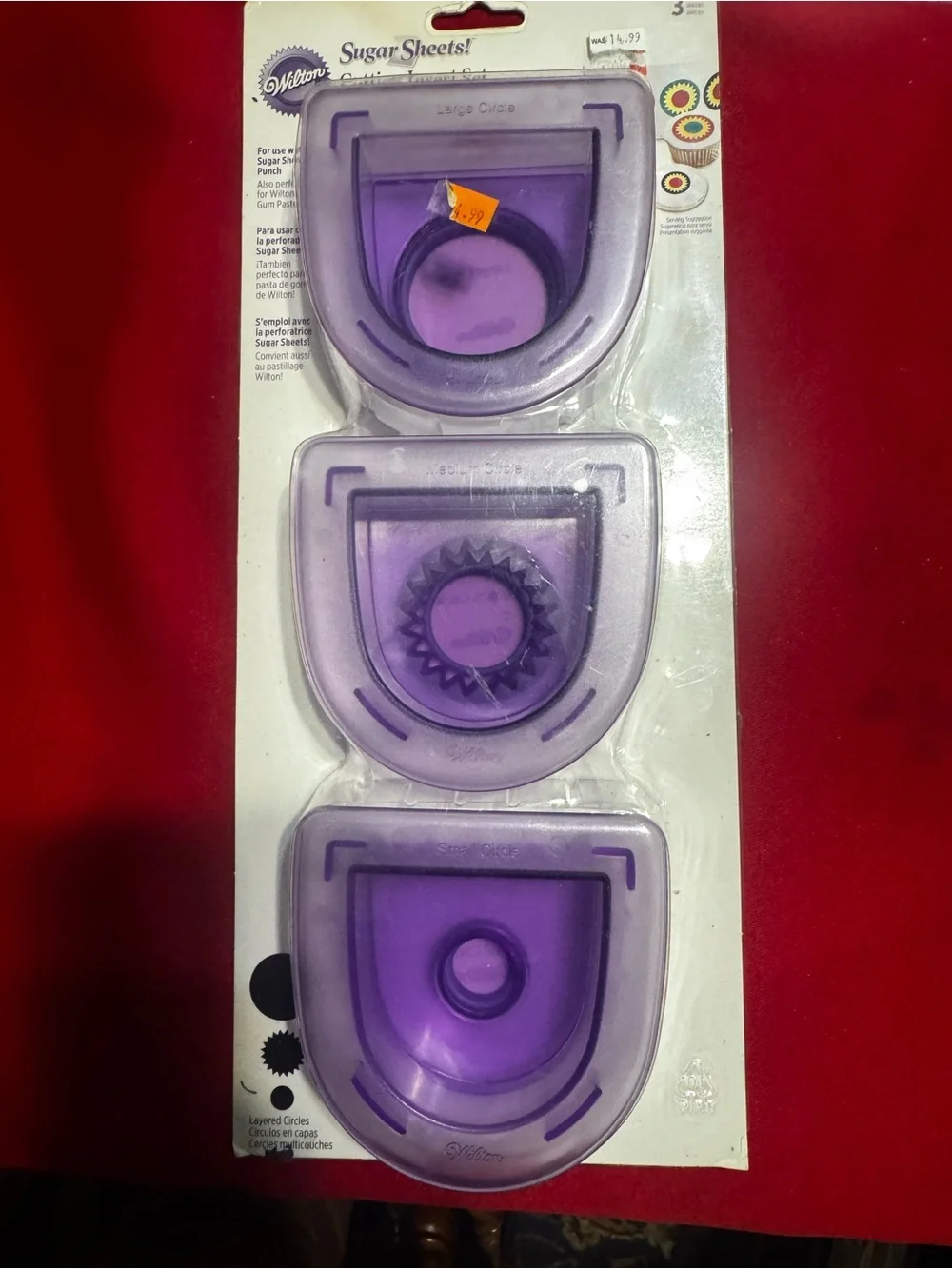 Wilton Sugar Sheet Cutting 3 Pc Insert Set Layered Circles Cake Decorating New